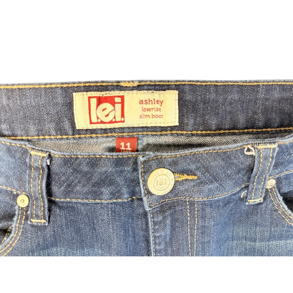 Lei Ashley Low Rise Slim Boot Jeans Women’s Size 11 Medium Wash Y2K - Picture 4 of 5